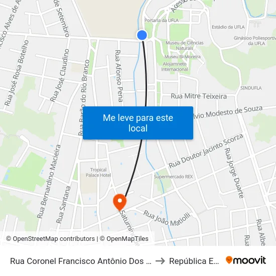 Rua Coronel Francisco Antônio Dos Santos, 37 | Rotatória Ufla to República Eutrepsemia map