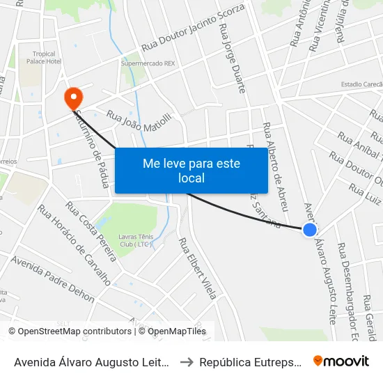 Avenida Álvaro Augusto Leite, 390 to República Eutrepsemia map