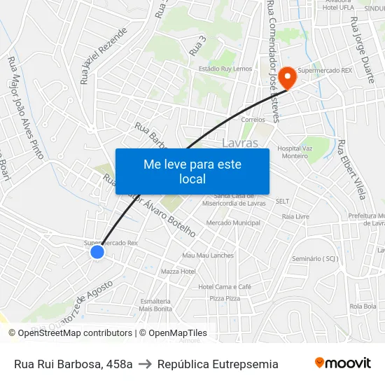 Rua Rui Barbosa, 458a to República Eutrepsemia map