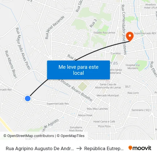 Rua Agripino Augusto De Andrade, 96 to República Eutrepsemia map