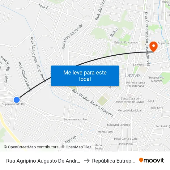 Rua Agripino Augusto De Andrade, 516 to República Eutrepsemia map
