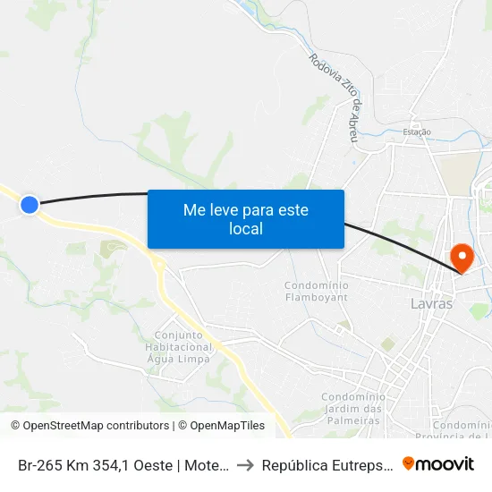 Br-265 Km 354,1 Oeste | Motel Scala to República Eutrepsemia map