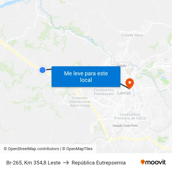 Br-265, Km 354,8 Leste to República Eutrepsemia map