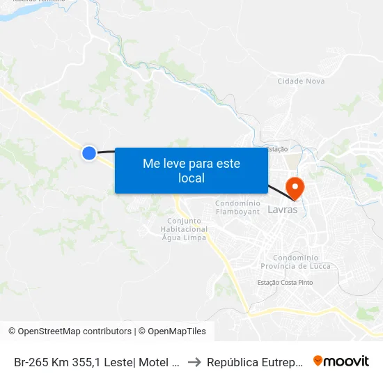 Br-265 Km 355,1 Leste| Motel Segredo to República Eutrepsemia map