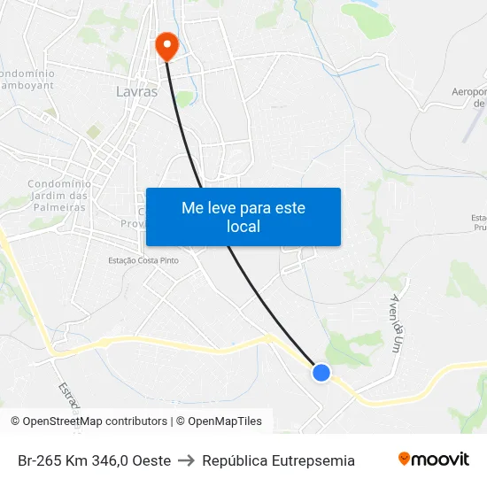 Br-265 Km 346,0 Oeste to República Eutrepsemia map