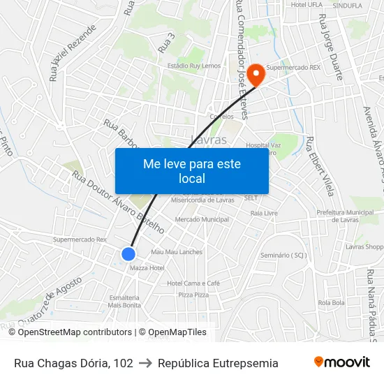 Rua Chagas Dória, 102 to República Eutrepsemia map