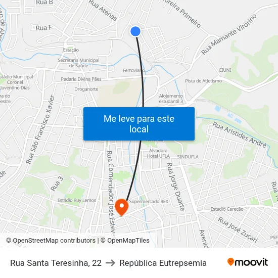 Rua Santa Teresinha, 22 to República Eutrepsemia map