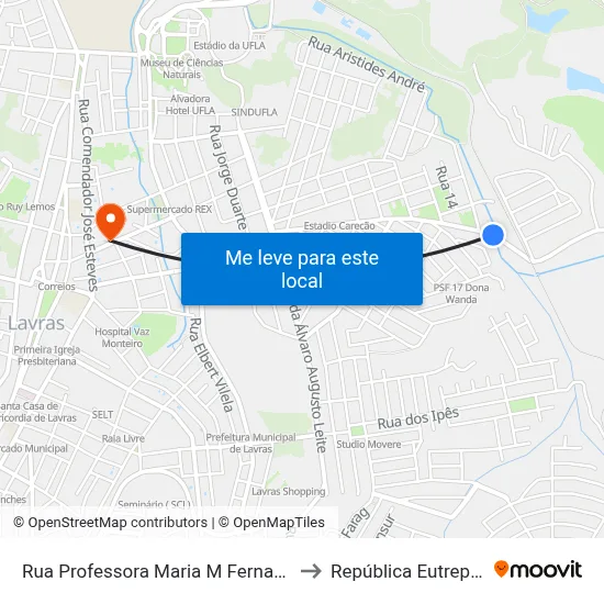 Rua Professora Maria M Fernandes, 921 to República Eutrepsemia map