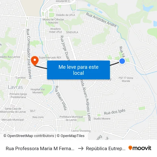 Rua Professora Maria M Fernandes, 431 to República Eutrepsemia map