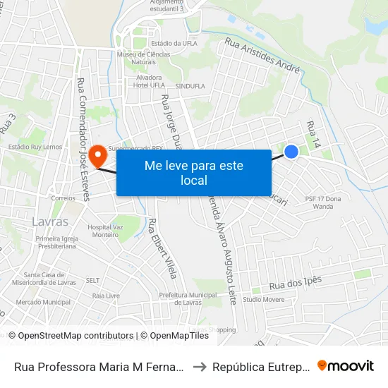 Rua Professora Maria M Fernandes, 565 to República Eutrepsemia map