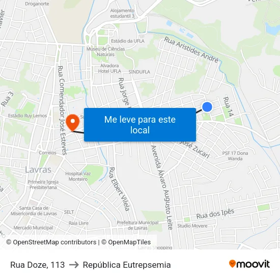Rua Doze, 113 to República Eutrepsemia map
