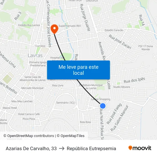 Azarias De Carvalho, 33 to República Eutrepsemia map