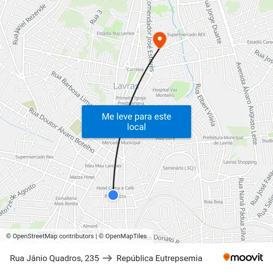 Rua Jânio Quadros, 235 to República Eutrepsemia map