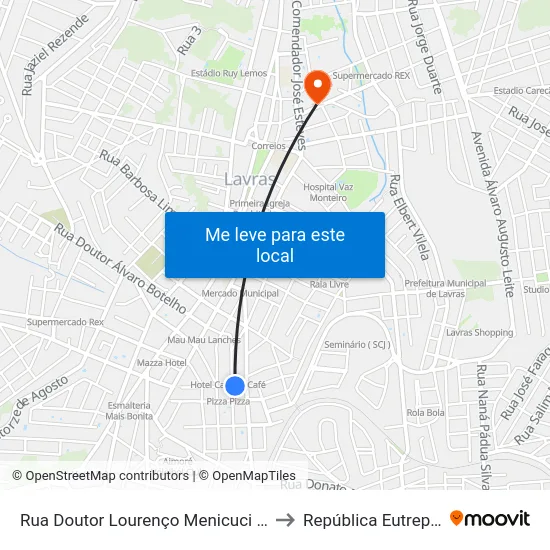 Rua Doutor Lourenço Menicuci Filho, 102 to República Eutrepsemia map