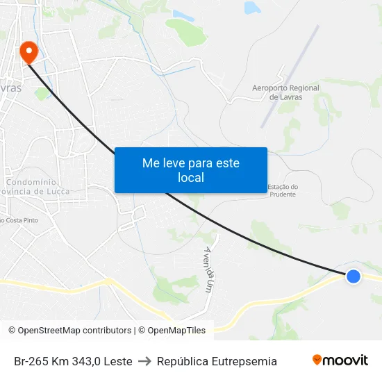 Br-265 Km 343,0 Leste to República Eutrepsemia map