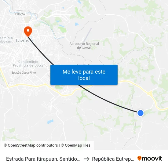 Estrada Para Itirapuan, Sentido Itirapuan to República Eutrepsemia map