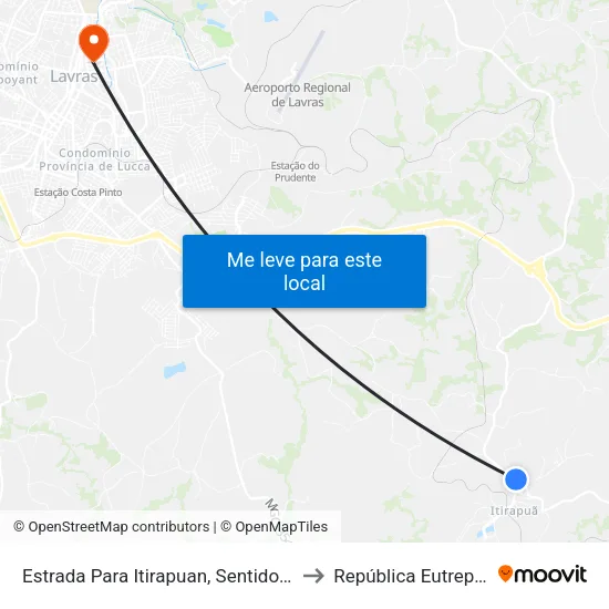 Estrada Para Itirapuan, Sentido Itirapuan to República Eutrepsemia map