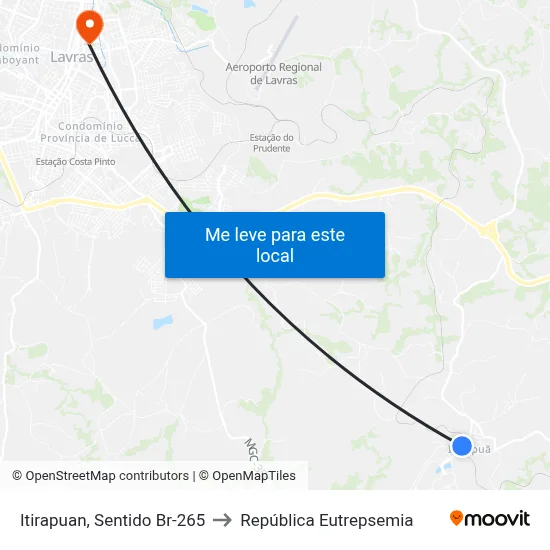 Itirapuan, Sentido Br-265 to República Eutrepsemia map