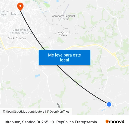 Itirapuan, Sentido Br-265 to República Eutrepsemia map