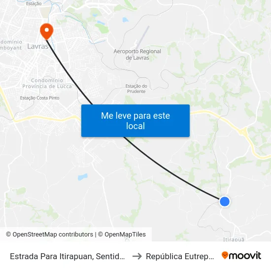 Estrada Para Itirapuan, Sentido Br-265 to República Eutrepsemia map