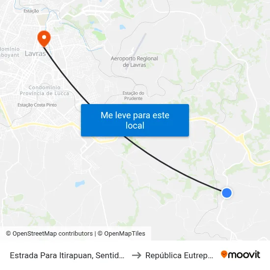 Estrada Para Itirapuan, Sentido Br-265 to República Eutrepsemia map