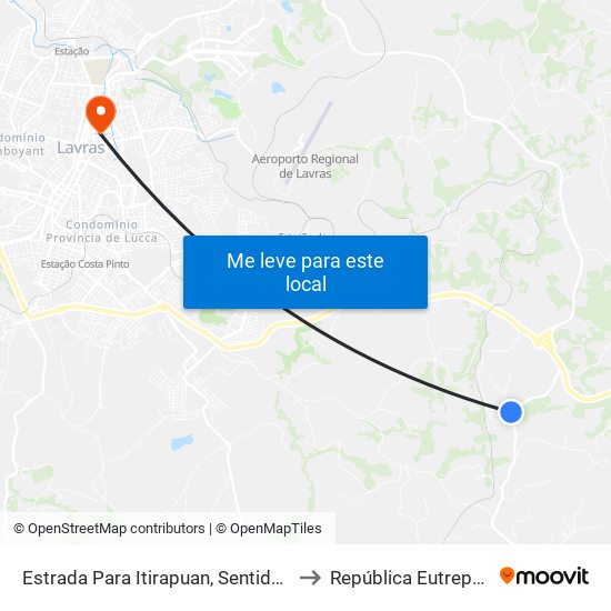 Estrada Para Itirapuan, Sentido Br-265 to República Eutrepsemia map