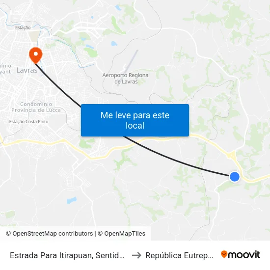 Estrada Para Itirapuan, Sentido Br-265 to República Eutrepsemia map