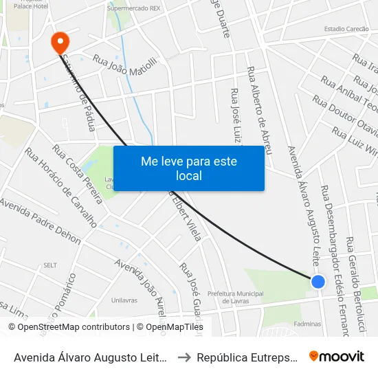 Avenida Álvaro Augusto Leite, 733 to República Eutrepsemia map