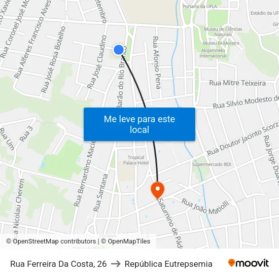 Rua Ferreira Da Costa, 26 to República Eutrepsemia map