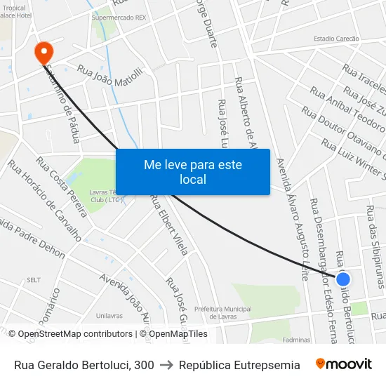 Rua Geraldo Bertoluci, 300 to República Eutrepsemia map