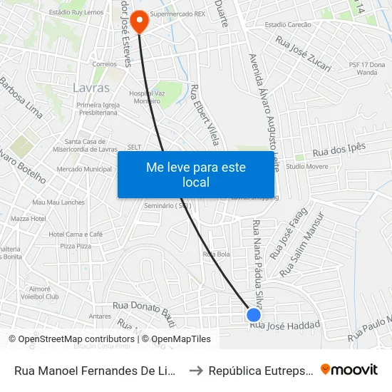 Rua Manoel Fernandes De Lima, 440 to República Eutrepsemia map