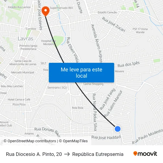Rua Diocesio A. Pinto, 20 to República Eutrepsemia map