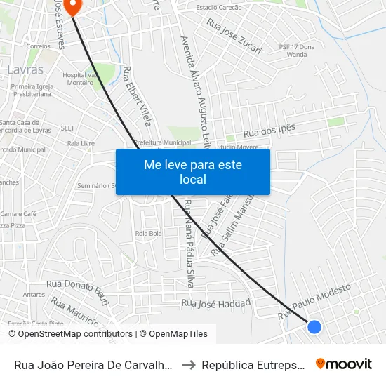 Rua João Pereira De Carvalho, 269 to República Eutrepsemia map