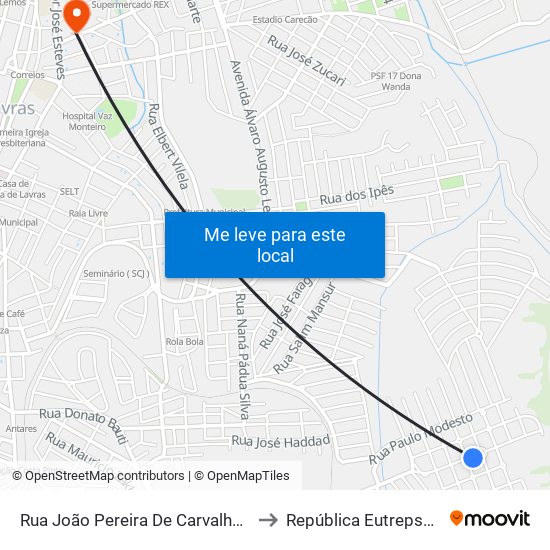 Rua João Pereira De Carvalho, 234 to República Eutrepsemia map