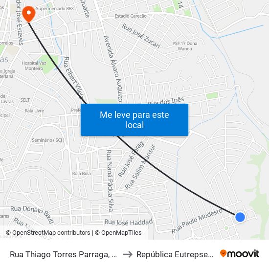 Rua Thiago Torres Parraga, 125 to República Eutrepsemia map