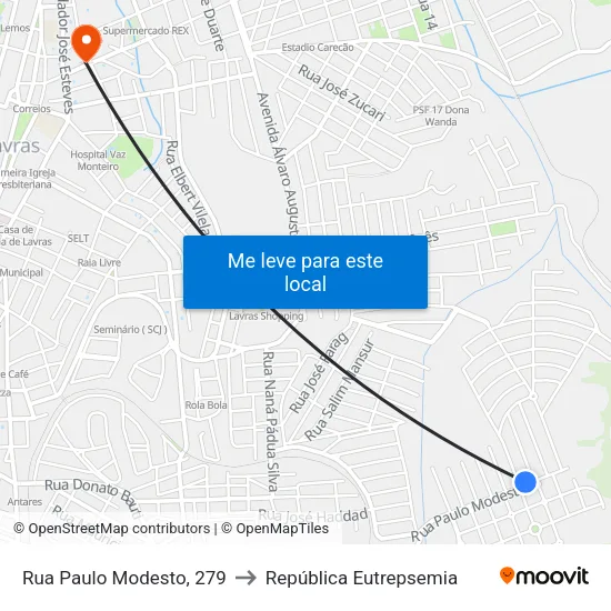 Rua Paulo Modesto, 279 to República Eutrepsemia map