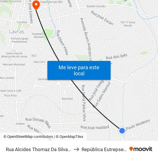 Rua Alcides Thomaz Da Silva, 199 to República Eutrepsemia map