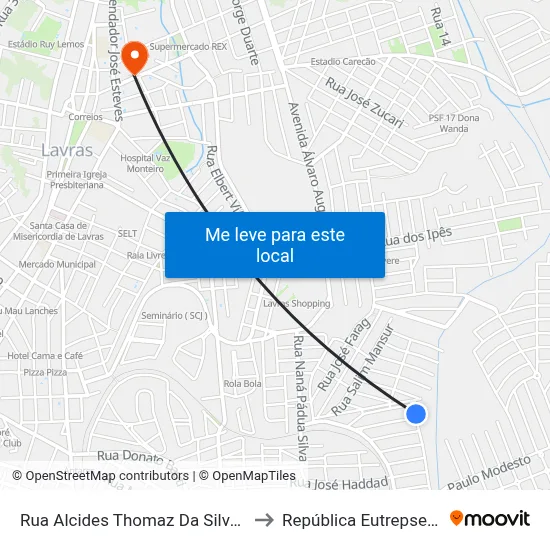 Rua Alcides Thomaz Da Silva, 32 to República Eutrepsemia map