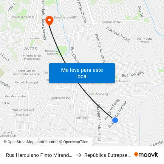 Rua Herculano Pinto Miranda, 21 to República Eutrepsemia map