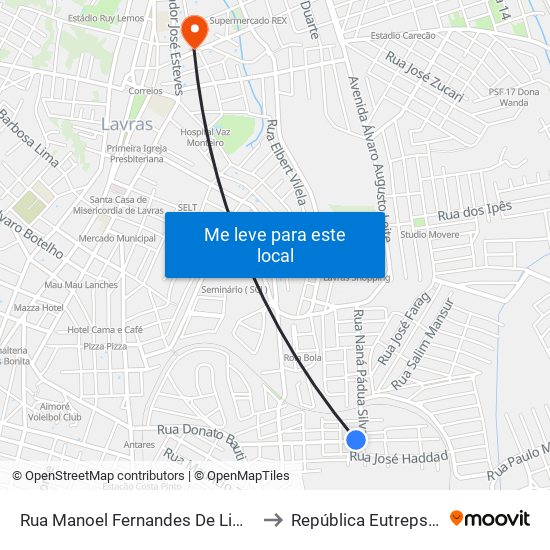 Rua Manoel Fernandes De Lima, 501 to República Eutrepsemia map