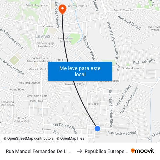 Rua Manoel Fernandes De Lima, 338 to República Eutrepsemia map