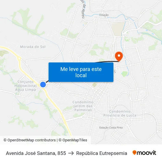 Avenida José Santana, 855 to República Eutrepsemia map
