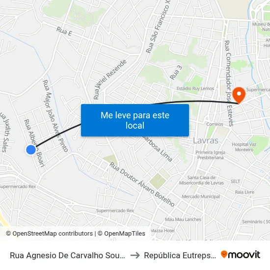 Rua Agnesio De Carvalho Souza, 252 to República Eutrepsemia map
