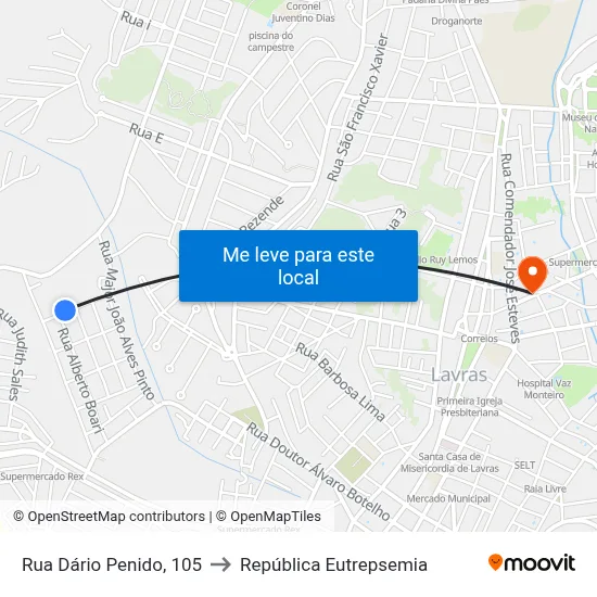 Rua Dário Penido, 105 to República Eutrepsemia map