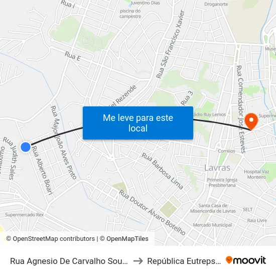Rua Agnesio De Carvalho Souza, 551 to República Eutrepsemia map