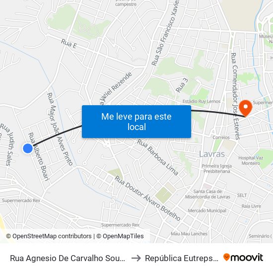 Rua Agnesio De Carvalho Souza, 396 to República Eutrepsemia map