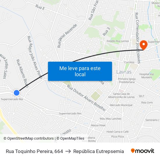 Rua Toquinho Pereira, 664 to República Eutrepsemia map