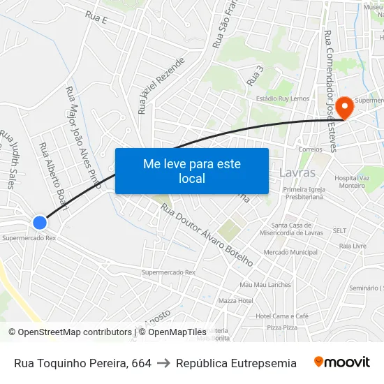 Rua Toquinho Pereira, 664 to República Eutrepsemia map