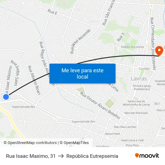 Rua Isaac Maximo, 31 to República Eutrepsemia map