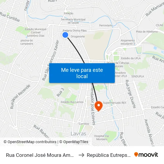 Rua Coronel José Moura Amaral, 81 to República Eutrepsemia map